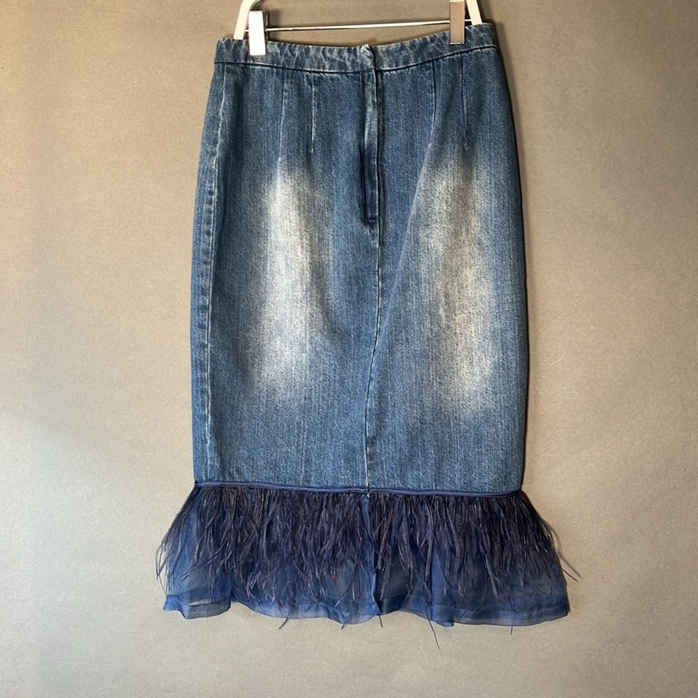 Denim and feather skirt from Korean designer Arch.the  27” waist
